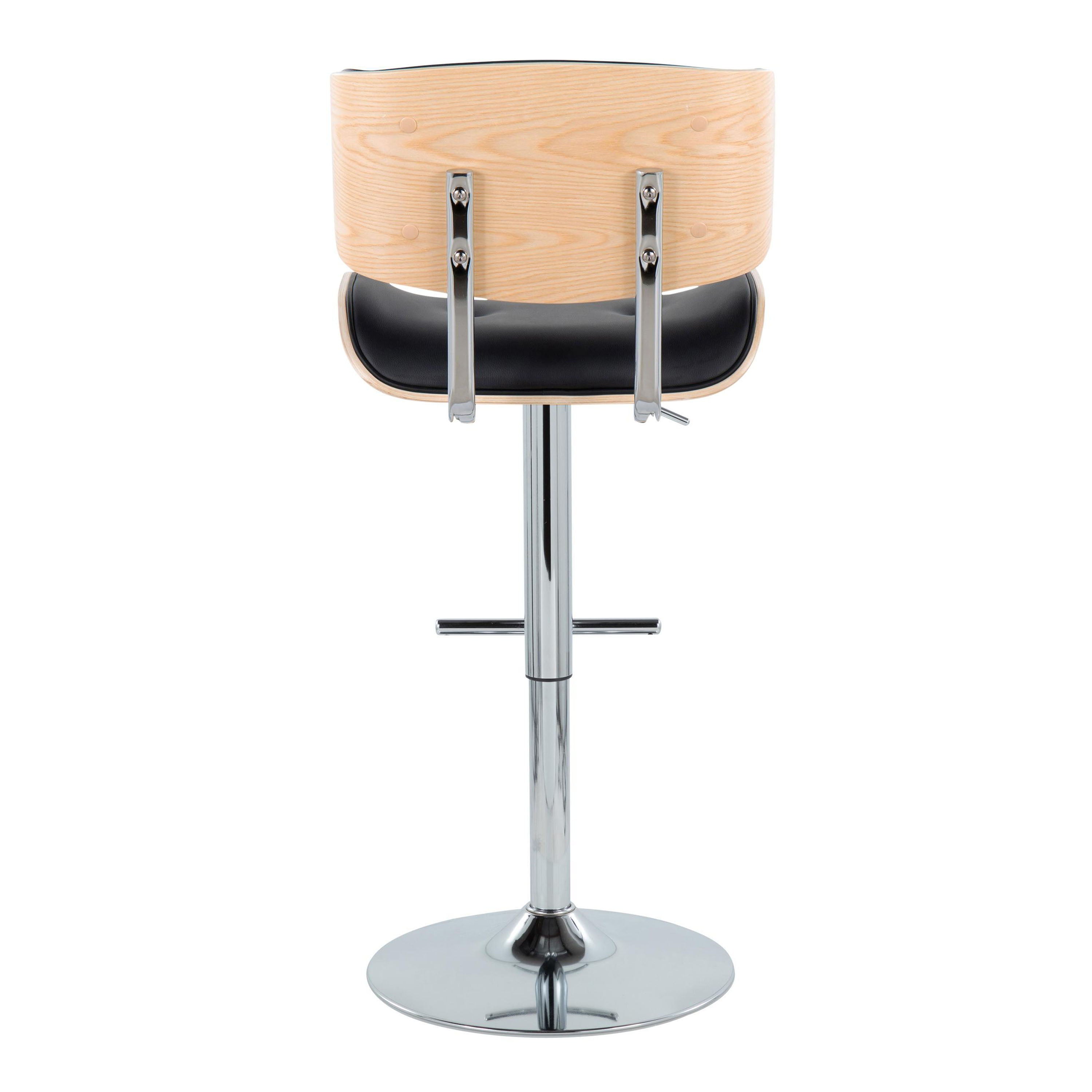 Lombardi - Contemporary Adjustable Barstool With Swivel With Straight T Footrest (Set of 2)