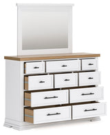 Ashbryn - White / Natural - Dresser And Mirror by Benchcraft® | Bel Furniture