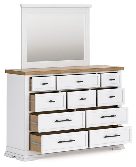 Ashbryn - White / Natural - Dresser And Mirror by Benchcraft® | Bel Furniture