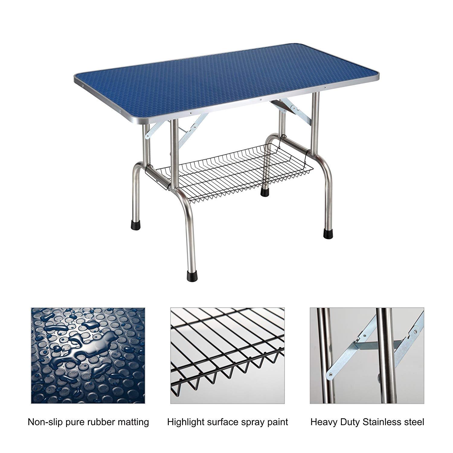 Large Size Grooming Table For Pet Dog And Cat With Adjustable Arm And Clamps Large Heavy Duty Animal Grooming Table - Blue