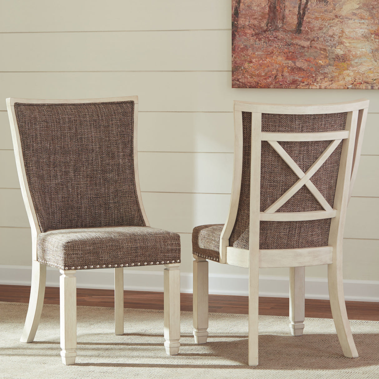 Bolanburg - Brown / Beige - Dining UPH Side Chair (Set of 2) - Lattice Back by Signature Design by Ashley® | Bel Furniture
