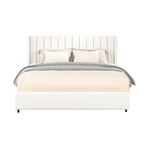 Anda - Boucle Upholstered Platform Bed With Patented Drawers Storage - Ivory - view 7