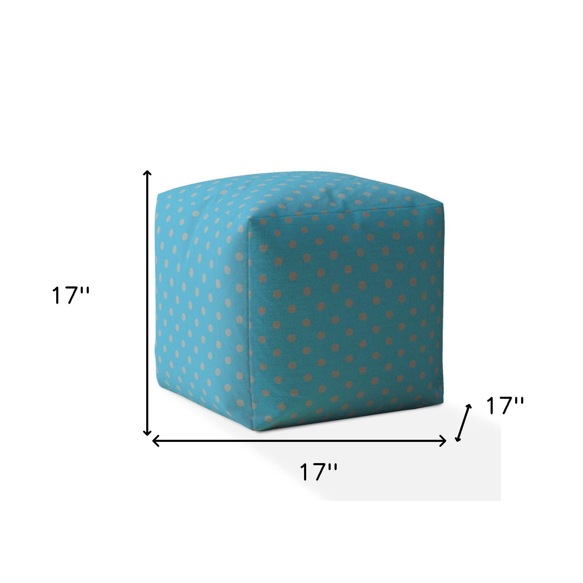 Cotton Polka Dots Pouf Ottoman - Blue