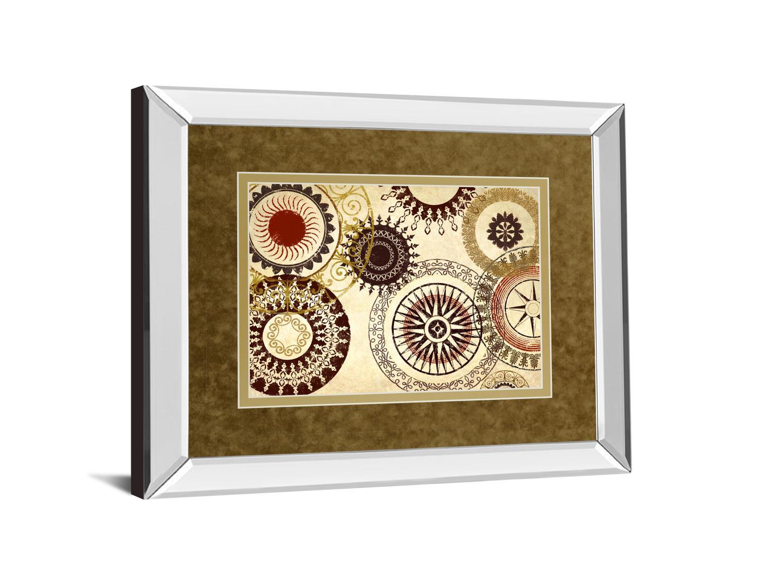 egyptian Textile By Michael Marcon Mirror Framed Print Wall Art - Light Brown