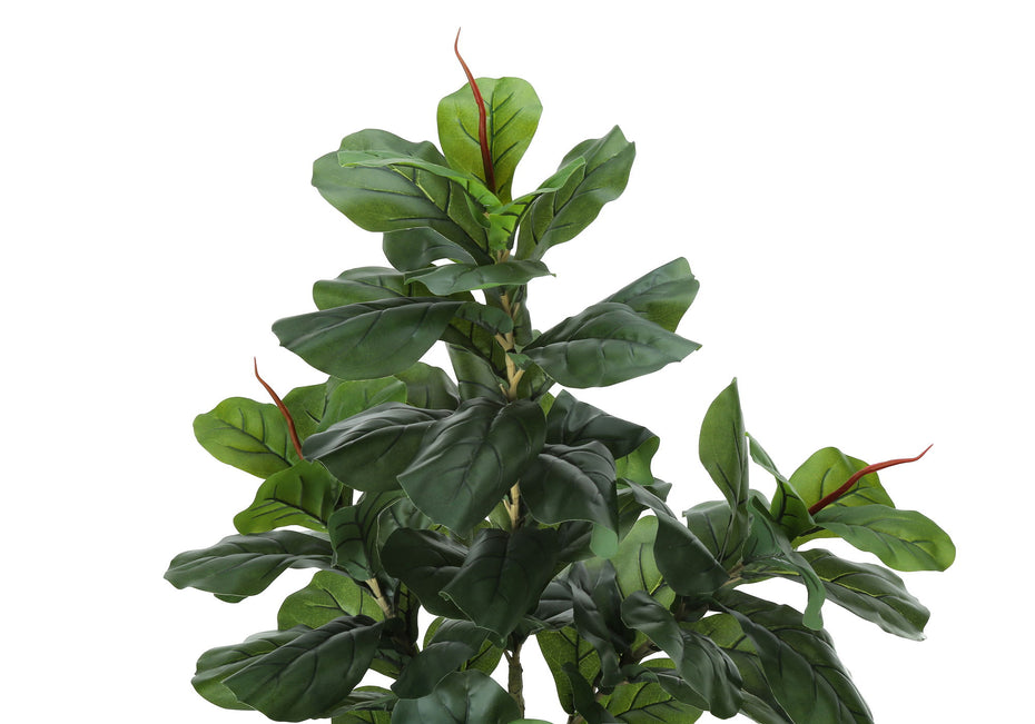 47" Tall, Artificial Plant, Fiddle Tree, Indoor, Faux, Fake, Floor, Greenery, Potted, Real Touch, Decorative - Green / Black