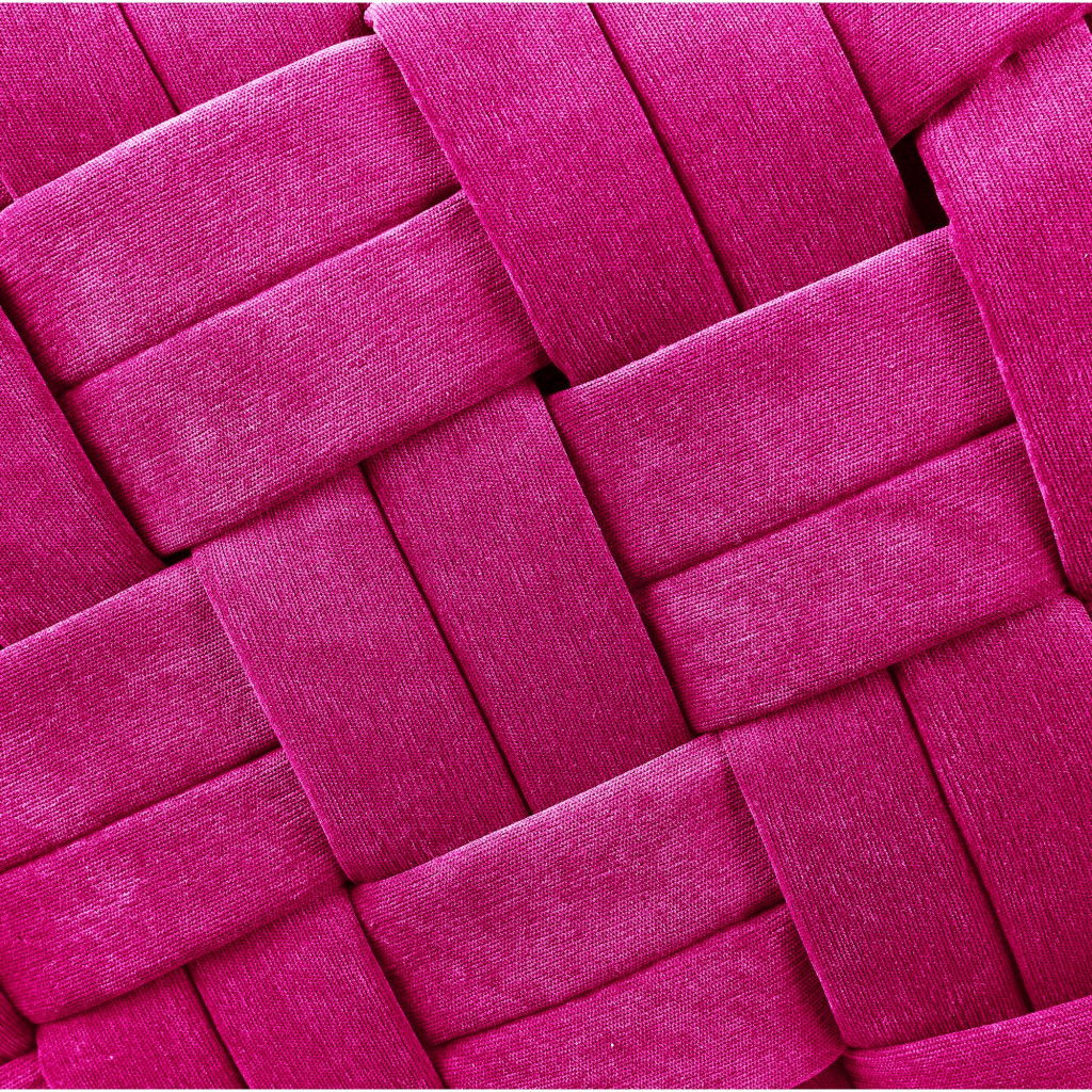 Velvet Cube Ottoman - Fuchsia / Black