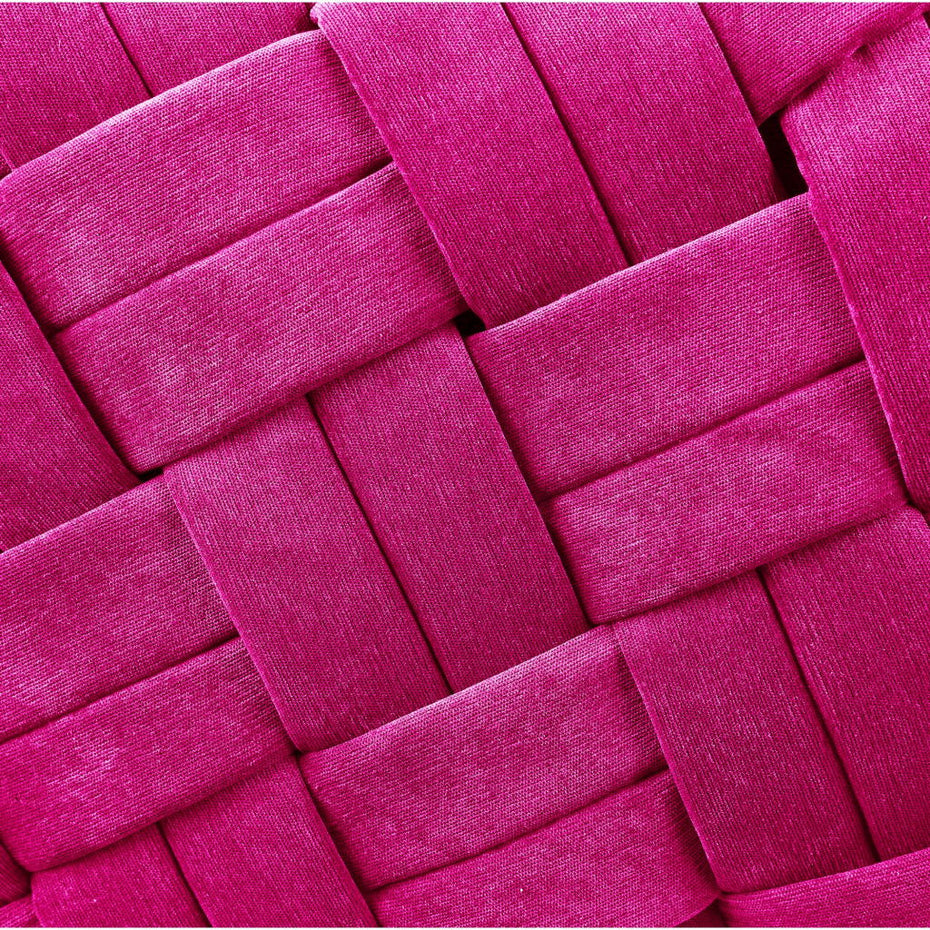 Velvet Cube Ottoman - Fuchsia / Black