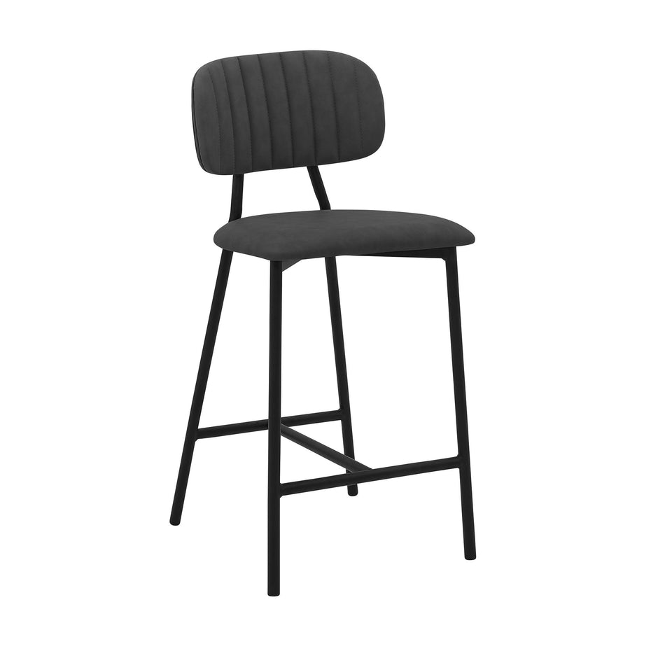 37" Low Back Counter Height Bar Chair - Gray / Black