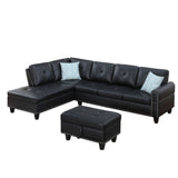 Irine - Faux Leather Sectional Sofa With Ottoman