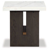 Burkhaus - White / Dark Brown - Rectangular End Table by Signature Design by Ashley® | Bel Furniture