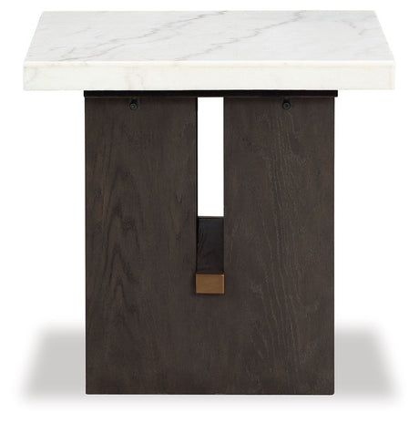 Burkhaus - White / Dark Brown - Rectangular End Table by Signature Design by Ashley® | Bel Furniture