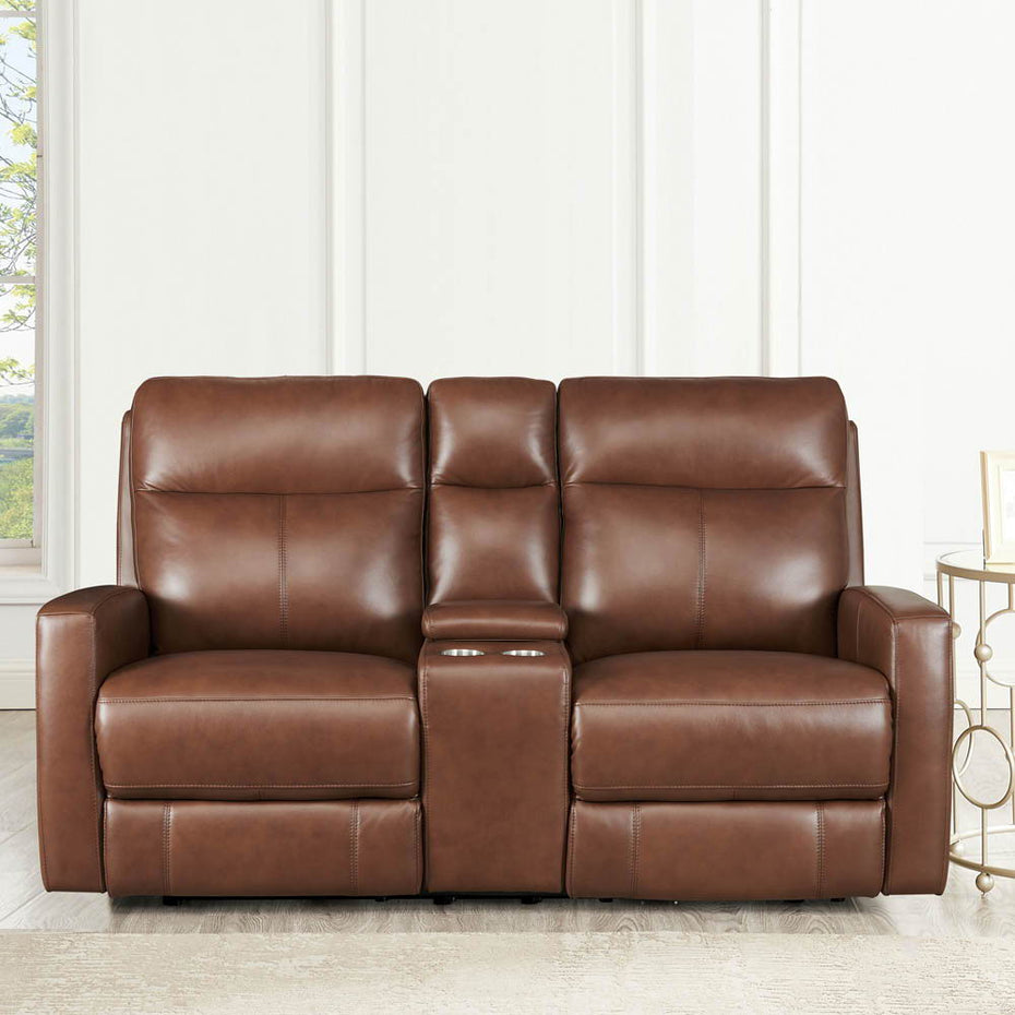 Vienna - Power Headrest Zero Gravity Reclining Loveseat With Console - Brown