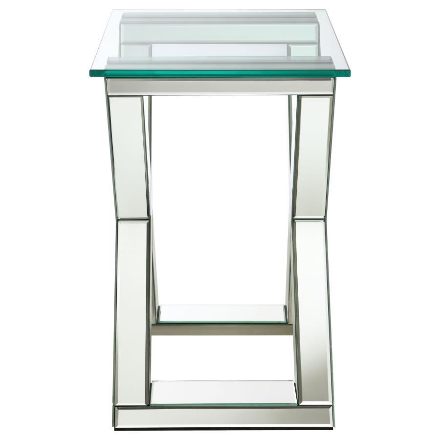 Bonnie - Rectangular Mirrored Glass Top End Table - Silver