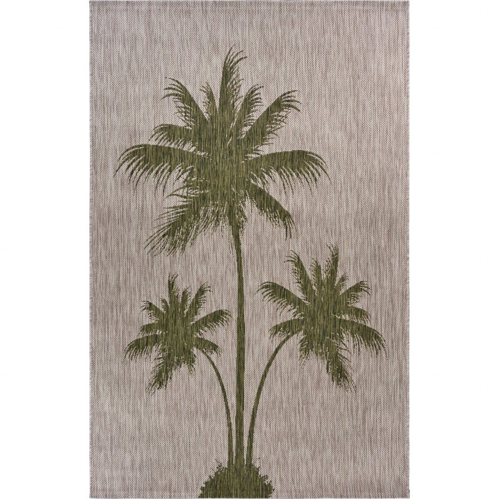 2' X 3' Floral Outdoor & Indoor Area Rug - Beige