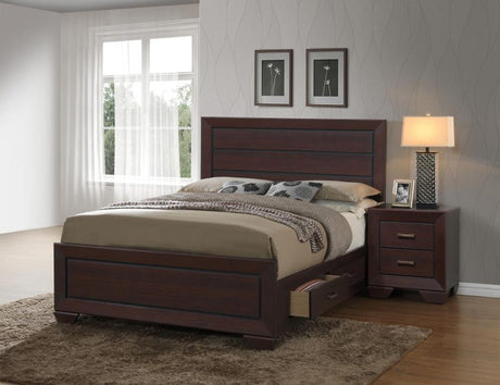 Kauffman - Wood Storage Panel Bed Dark Brown California King by CoasterEveryday | Bel Furniture