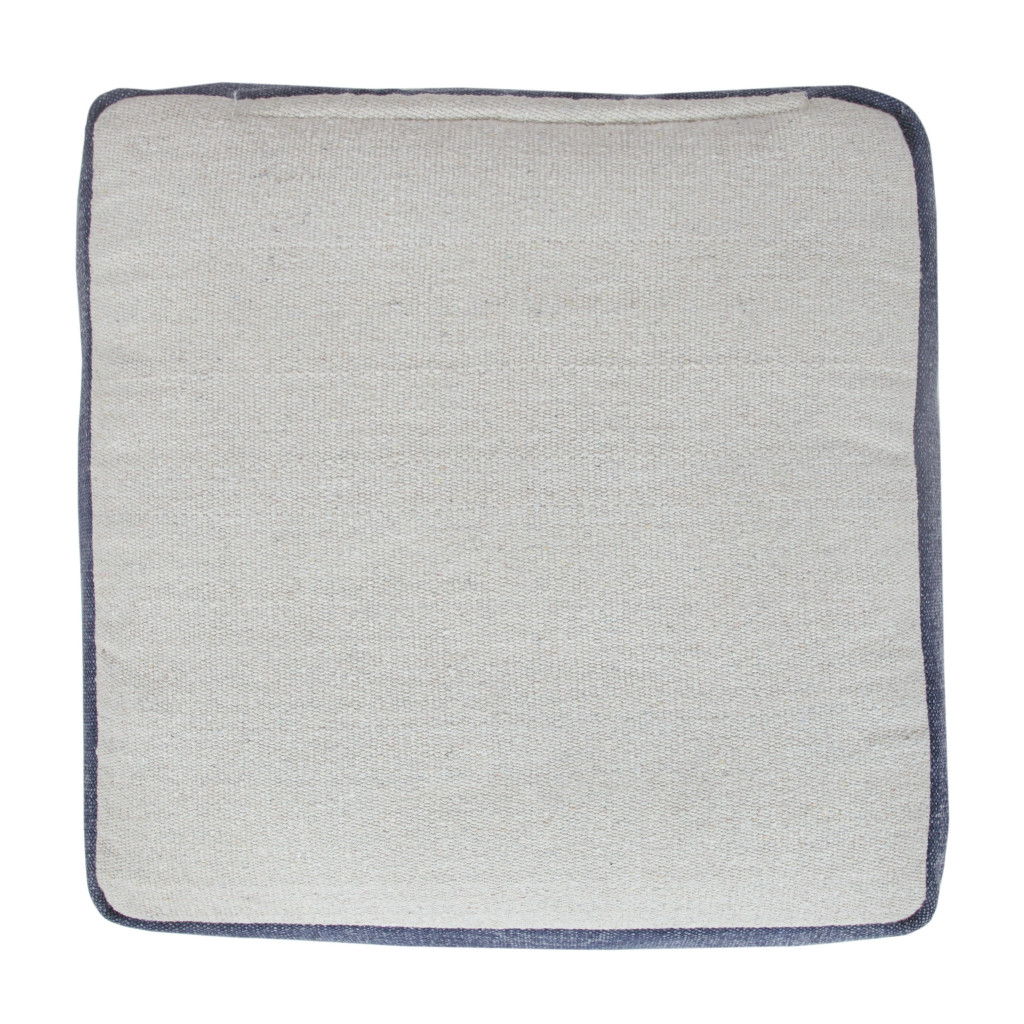 Square Cotton Ottoman - Blue