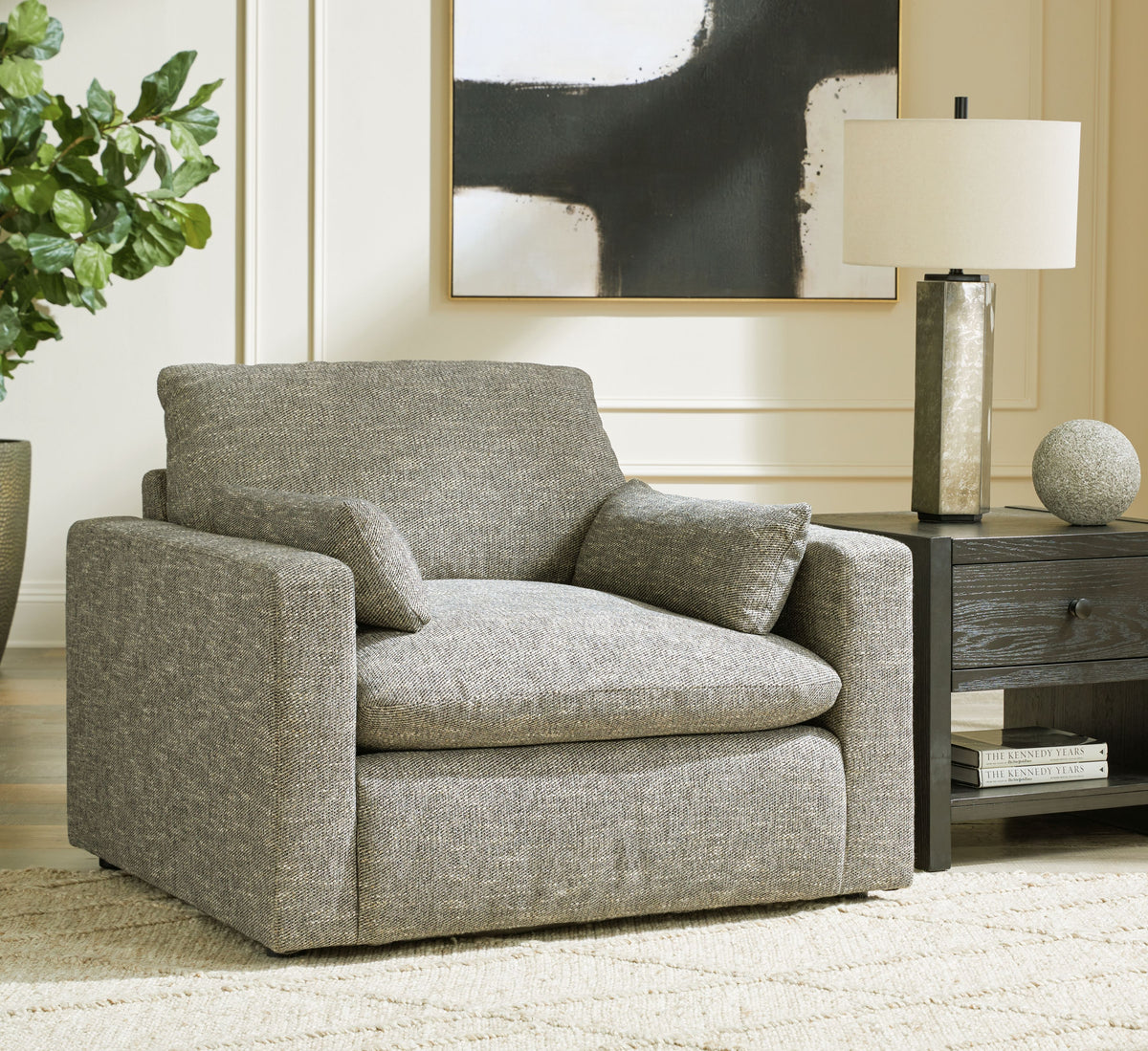 Dramatic - Granite - Chair and a Half by Benchcraft® | Bel Furniture