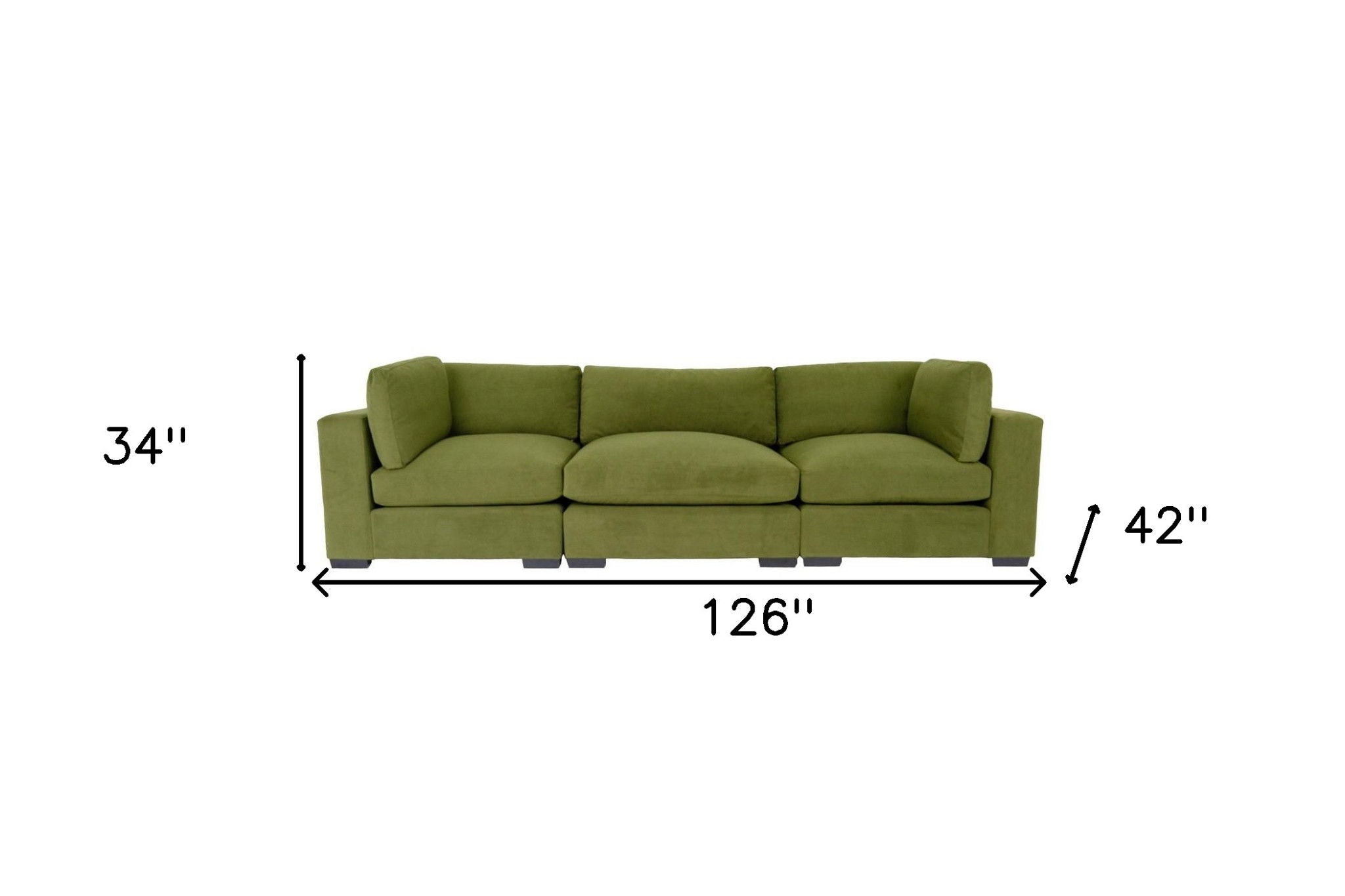 Polyester Sofa With Black Legs - Moss Green