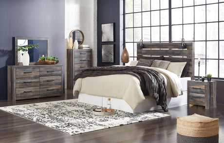 Drystan - Bedroom Set Dark Gray 6 Pc. Dresser, Mirror, Chest, Panel Headboard, Nightstand, Bed Frame King by Signature Design by Ashley® | Bel Furniture