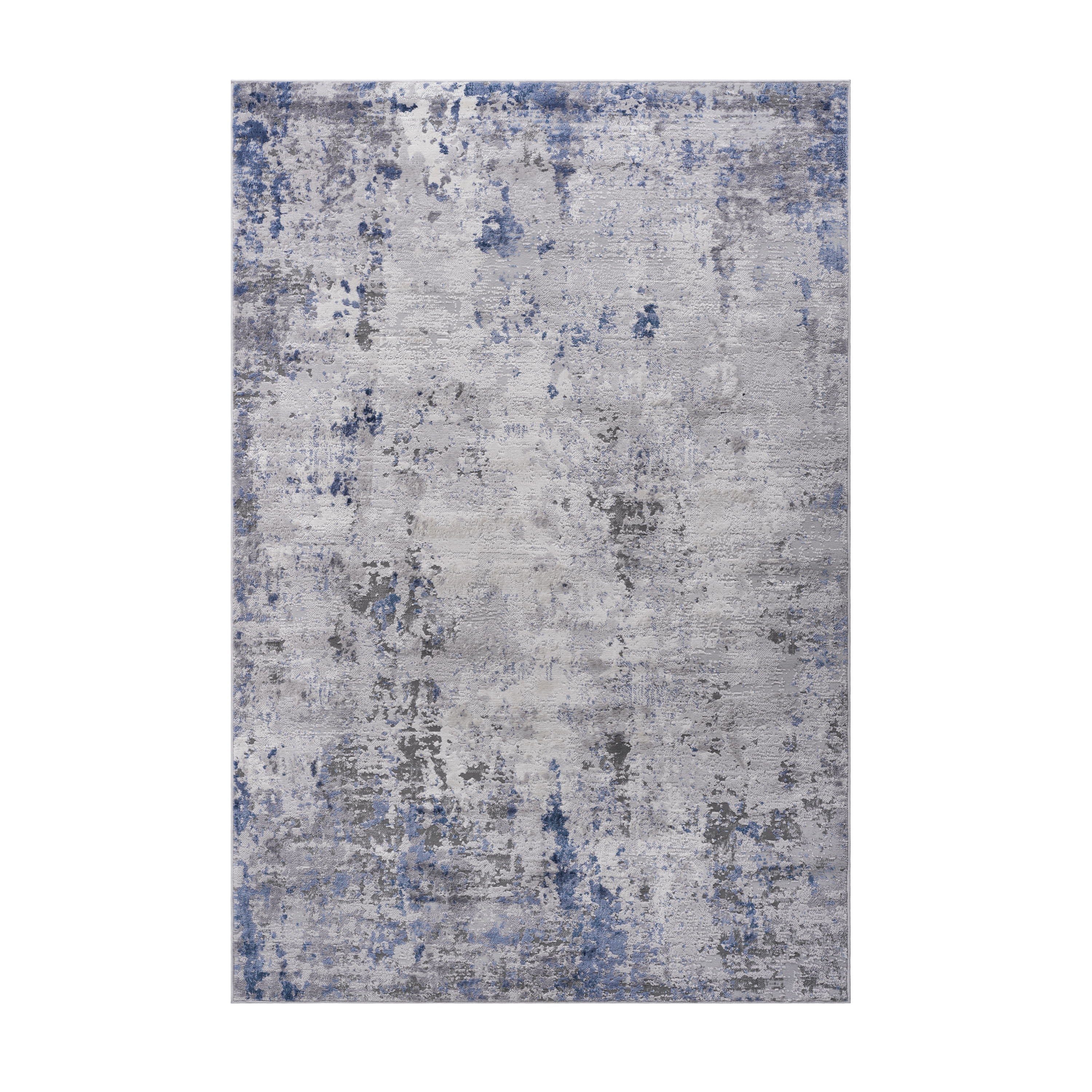 5' x 7' Abstract Non-Shedding Stylish And Stain Resistant Area Rug - Silver / Blue