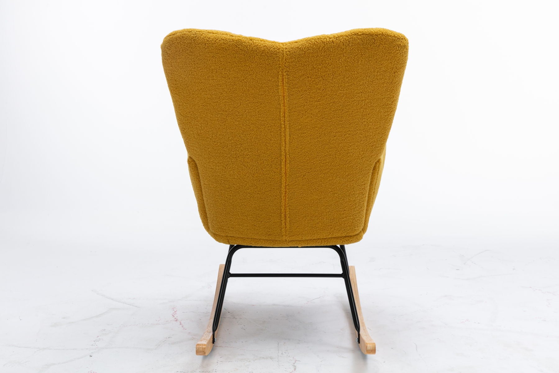 Mid Century Modern Teddy Fabric Tufted Upholstered Rocking Chair Padded Seat For Living Room Bedroom