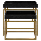 Macy - 2 Pieces Nesting Table - Black / Gold by Simpli-Home | Bel Furniture