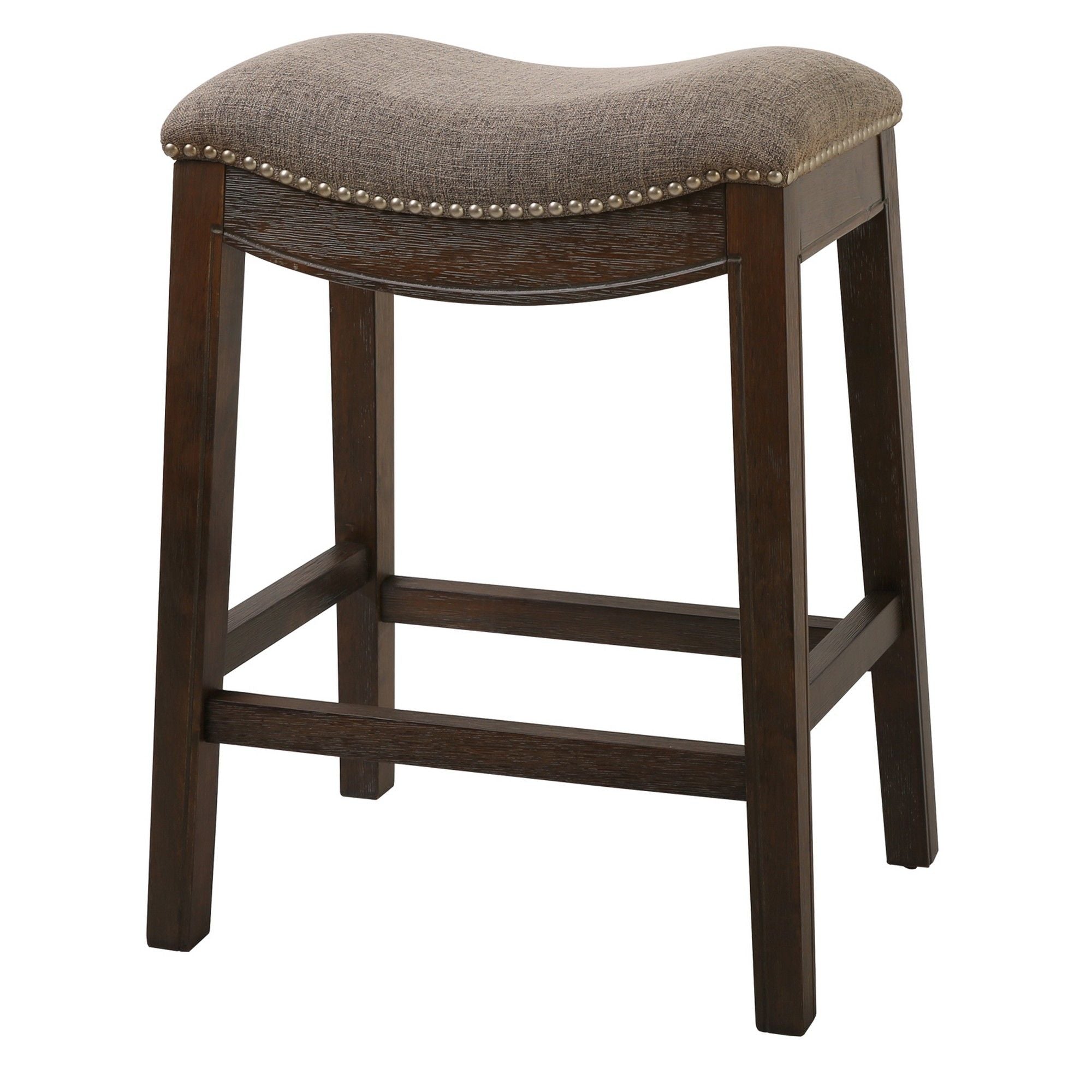 Wood Fabric And Solid Wood Backless Counter Height Bar Chair - Taupe / Brown