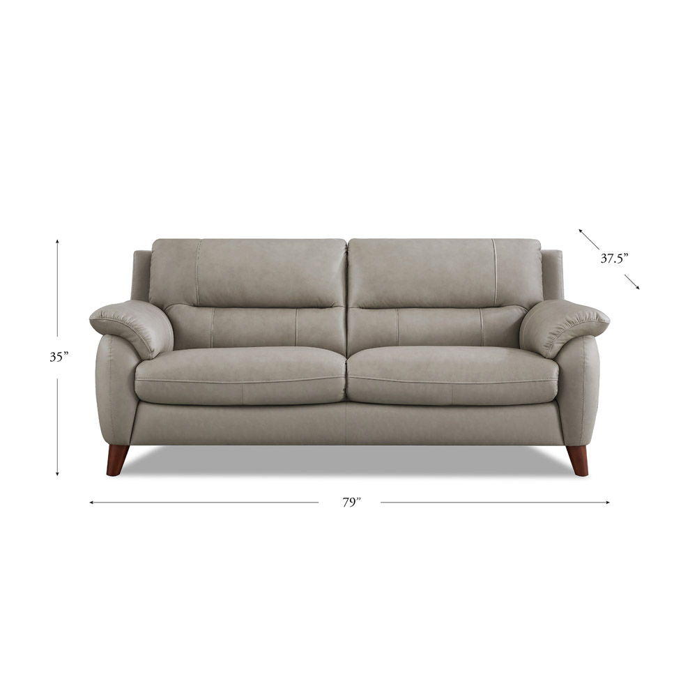 Lara - Leather Sofa - Stone Gray