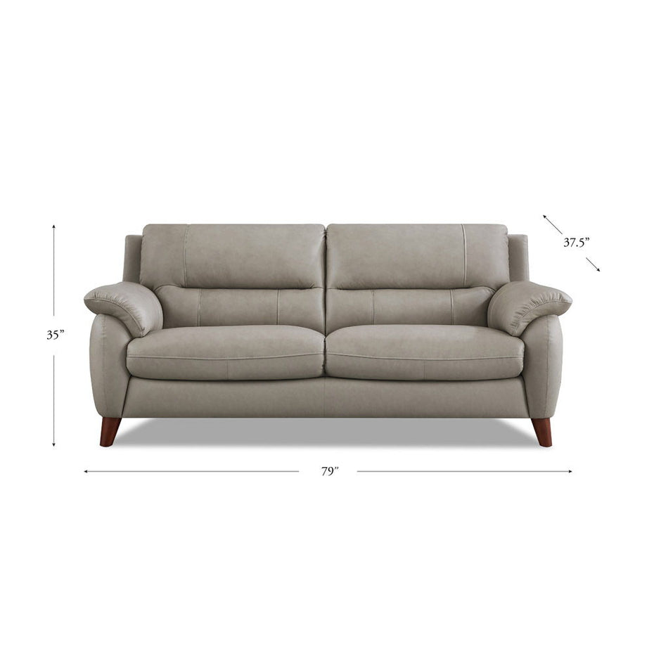 Lara - Leather Sofa - Stone Gray