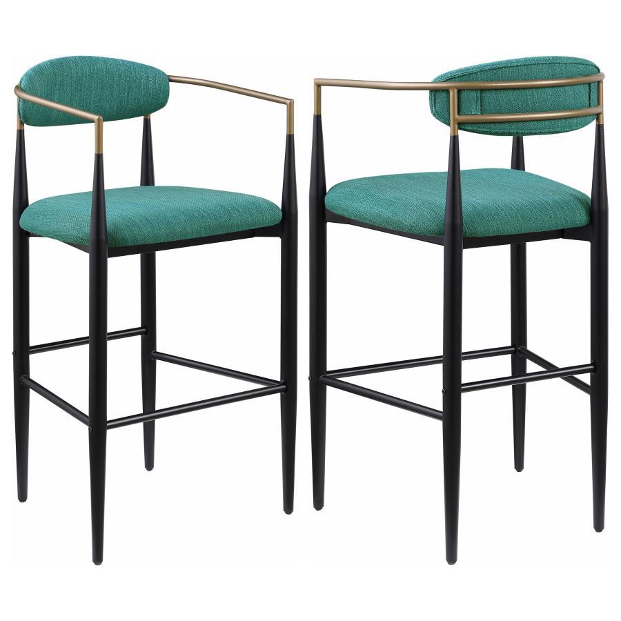 Tina - Metal Pub Height Bar Stool With Upholstered Back And Seat (Set of 2) Green by Coaster Fine Furniture | Bel Furniture