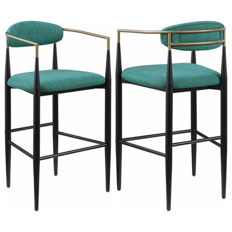 Tina - Metal Pub Height Bar Stool With Upholstered Back And Seat (Set of 2) Green by Coaster Fine Furniture | Bel Furniture