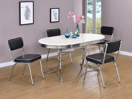 Retro - Oval Dining Table Set Black 5 Pc. Table, 4 Chairs by CoasterEveryday | Bel Furniture