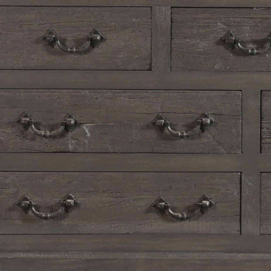 Distressed Solid And Reclaimed Wood Seven Drawer Double Dresser - Gray