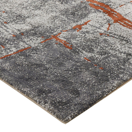 Quarry - 5.25' X 6.5' Abstract Area Rug - Gray / Orange by Jennifer Taylor Home | Bel Furniture