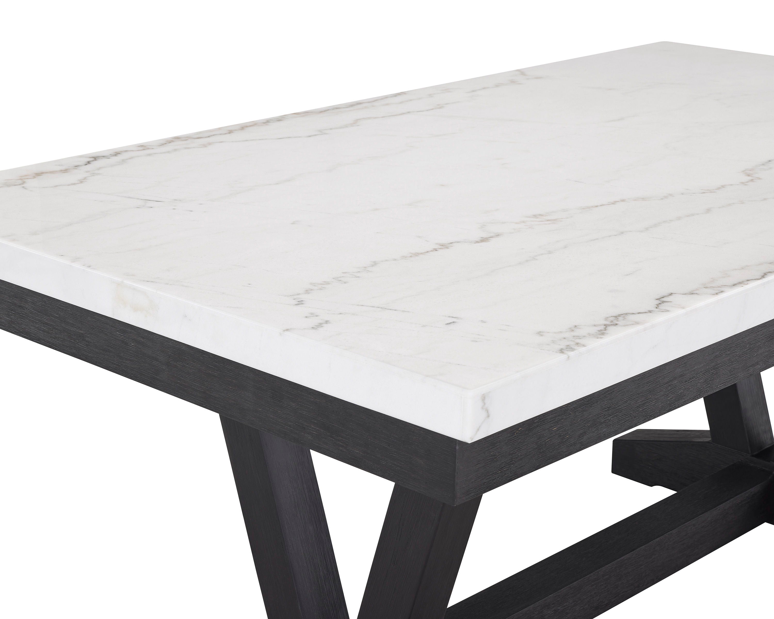 Varley - Genuine Marble Dining Table - Charcoal & White - Dining T
