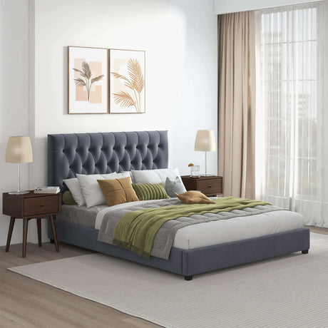 Donald - Mid-Century Modern Upholstered Platform Bed - view 4