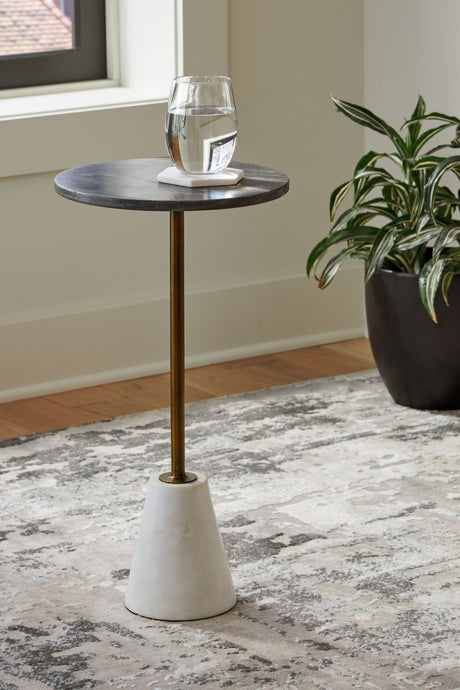 Caramont - Black / White / Gold Finish - Accent Table with White Base by Signature Design by Ashley® | Bel Furniture