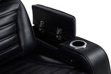 Zuma - Faux Leather Dual Power Reclining LED Loveseat - Black