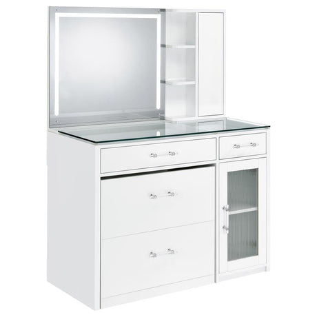 Flora - 2-Drawer Vanity Set With LED Mirror White by Coaster Fine Furniture | Bel Furniture