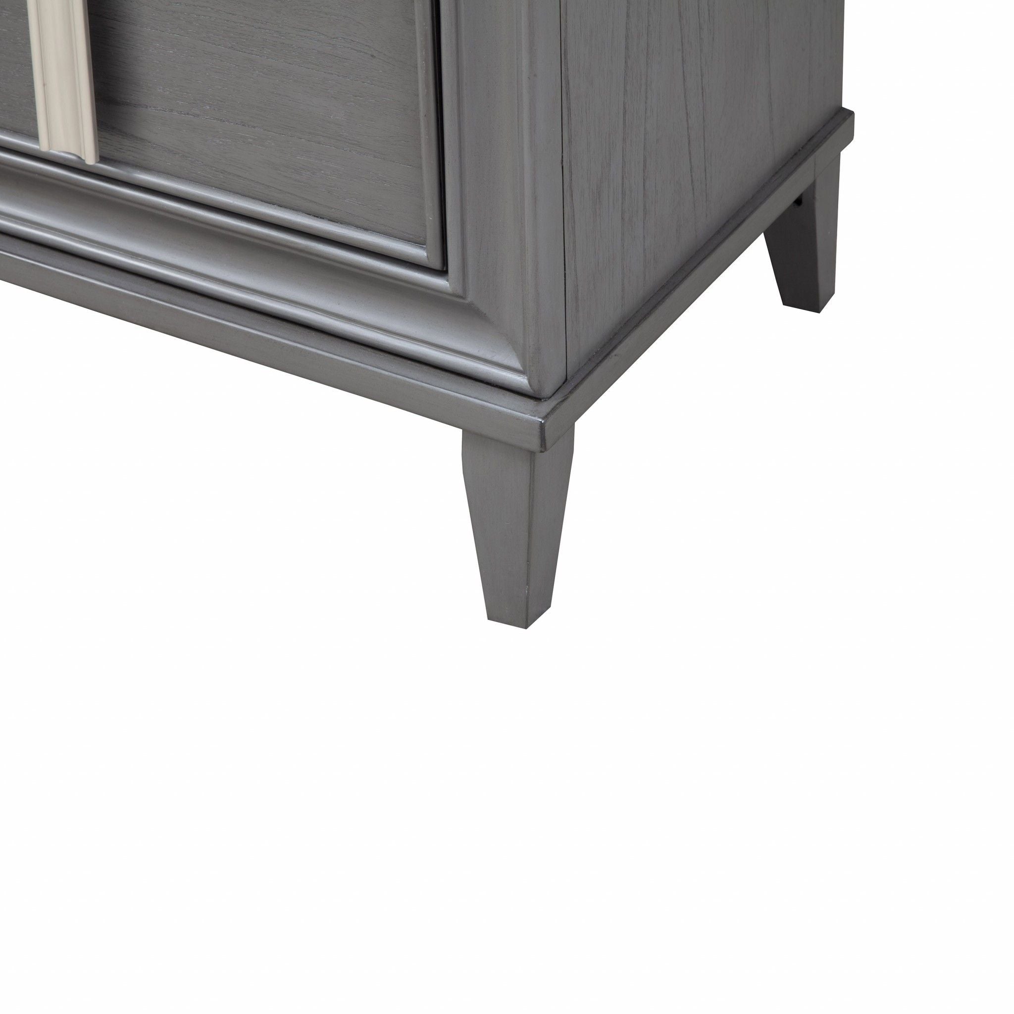 Two Drawer Contemporary Wood Nightstand - Dark Gray