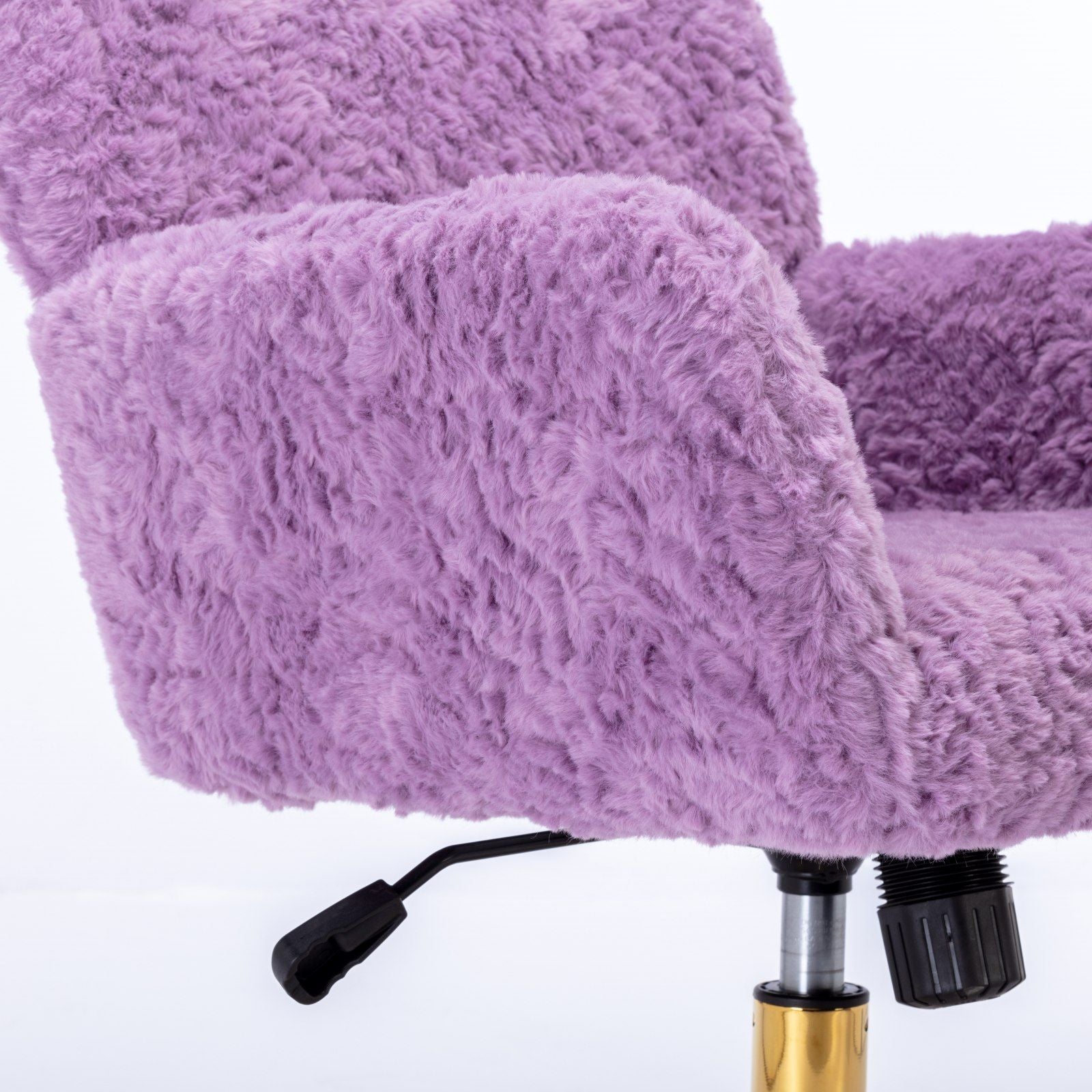 Office Chair, Artificial Rabbit Hair Home Office Chair With Golden Metal Base, Adjustable Desk Chair Swivel Office Chair, Vanity Chair