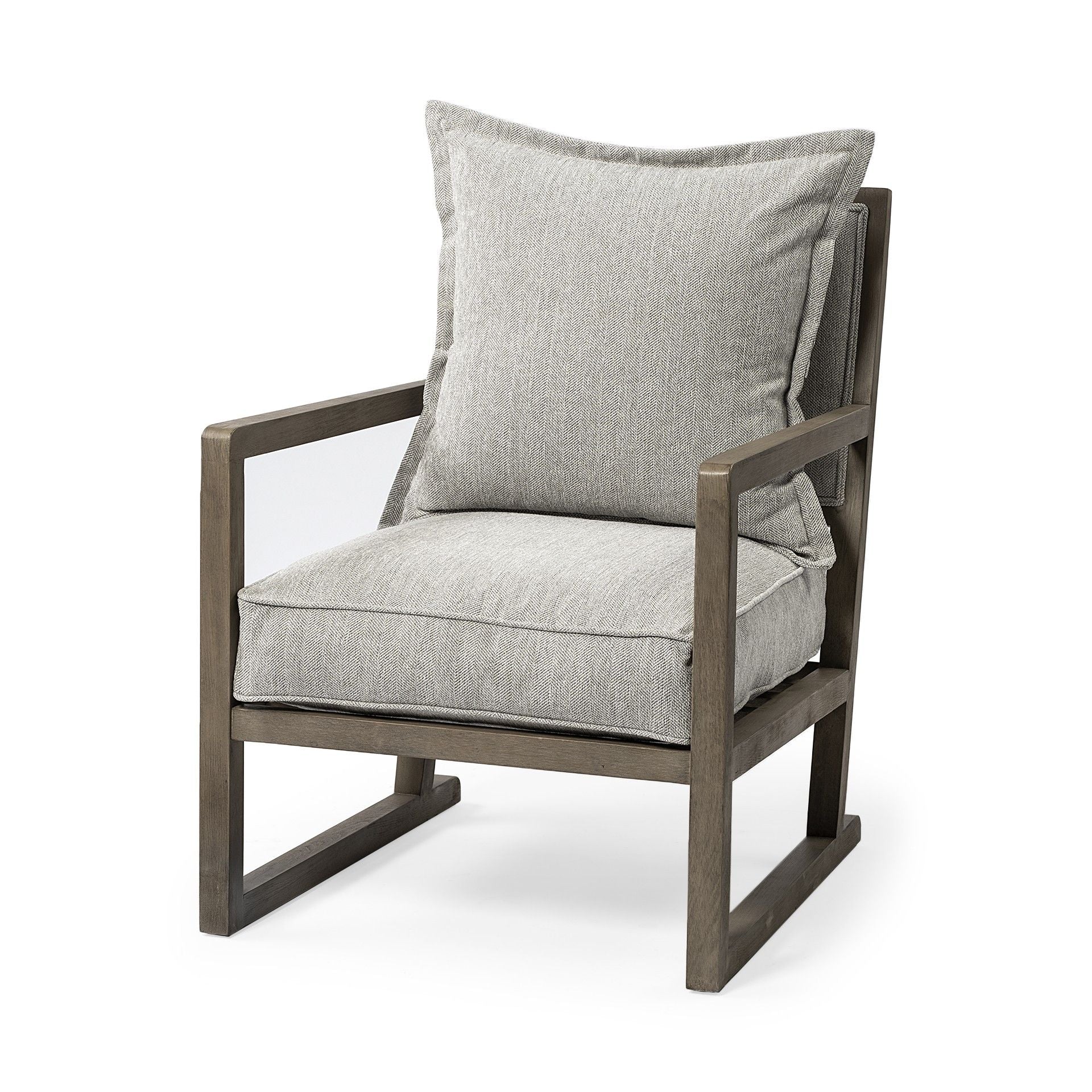 Fabric Arm Chair - Ash Gray / Brown