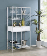 Figueroa - 5-Shelf Wine Storage Bar Cabinet - White High Gloss by Coaster Fine Furniture | Bel Furniture