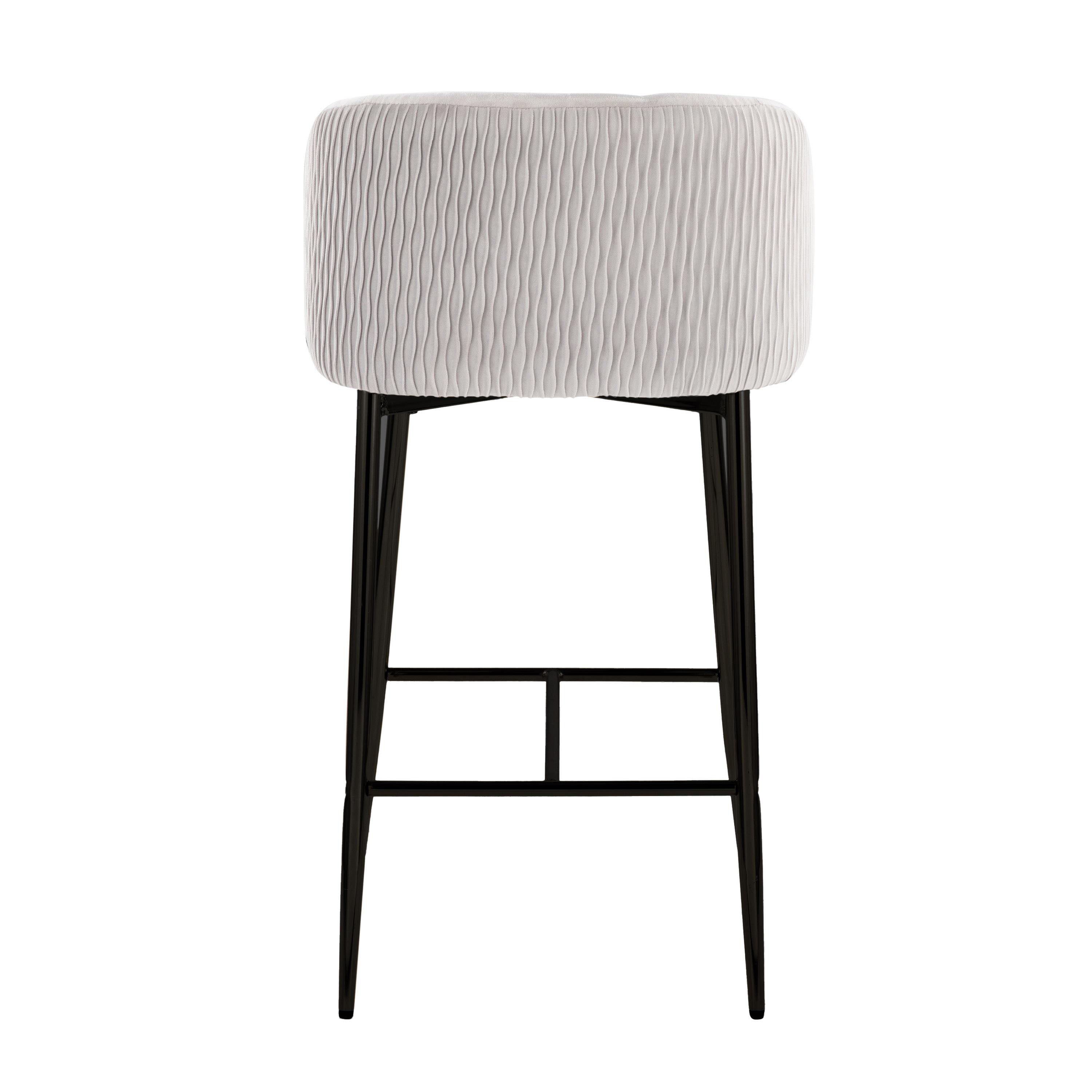 Fran - Pleated Waves Contemporary Fixed Height Counter Stool (Set of 2)