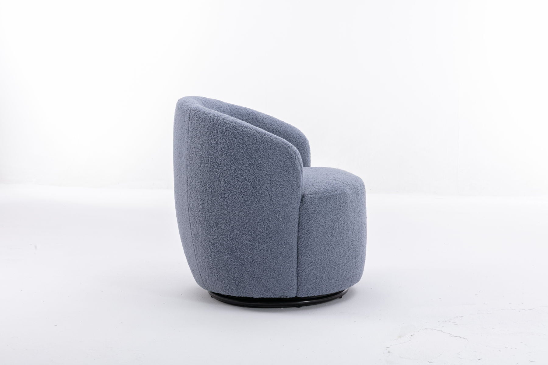 Teddy Fabric Swivel Accent Armchair Barrel Chair With Powder Coating Metal Ring