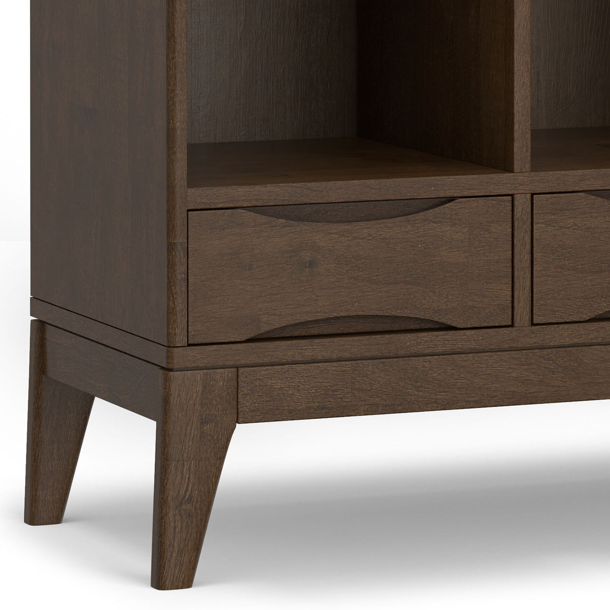 Harper - Low 6 Cube Storage With Drawers - Walnut Brown by Simpli-Home | Bel Furniture