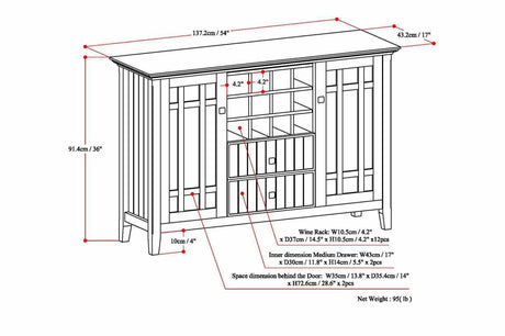 Bedford - Sideboard Buffet And Wine Rack - Dark Chestnut Brown by Simpli-Home | Bel Furniture