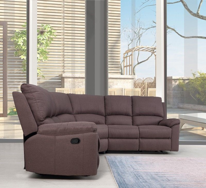 Polyester Blend Reclining U Shaped Three Piece Corner Sectional - Brown