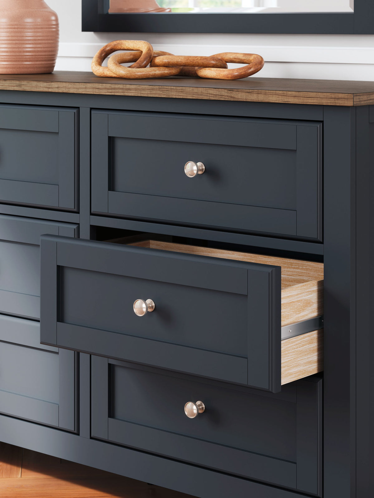 Landocken - Brown / Blue - Dresser and Mirror by Signature Design by Ashley® | Bel Furniture