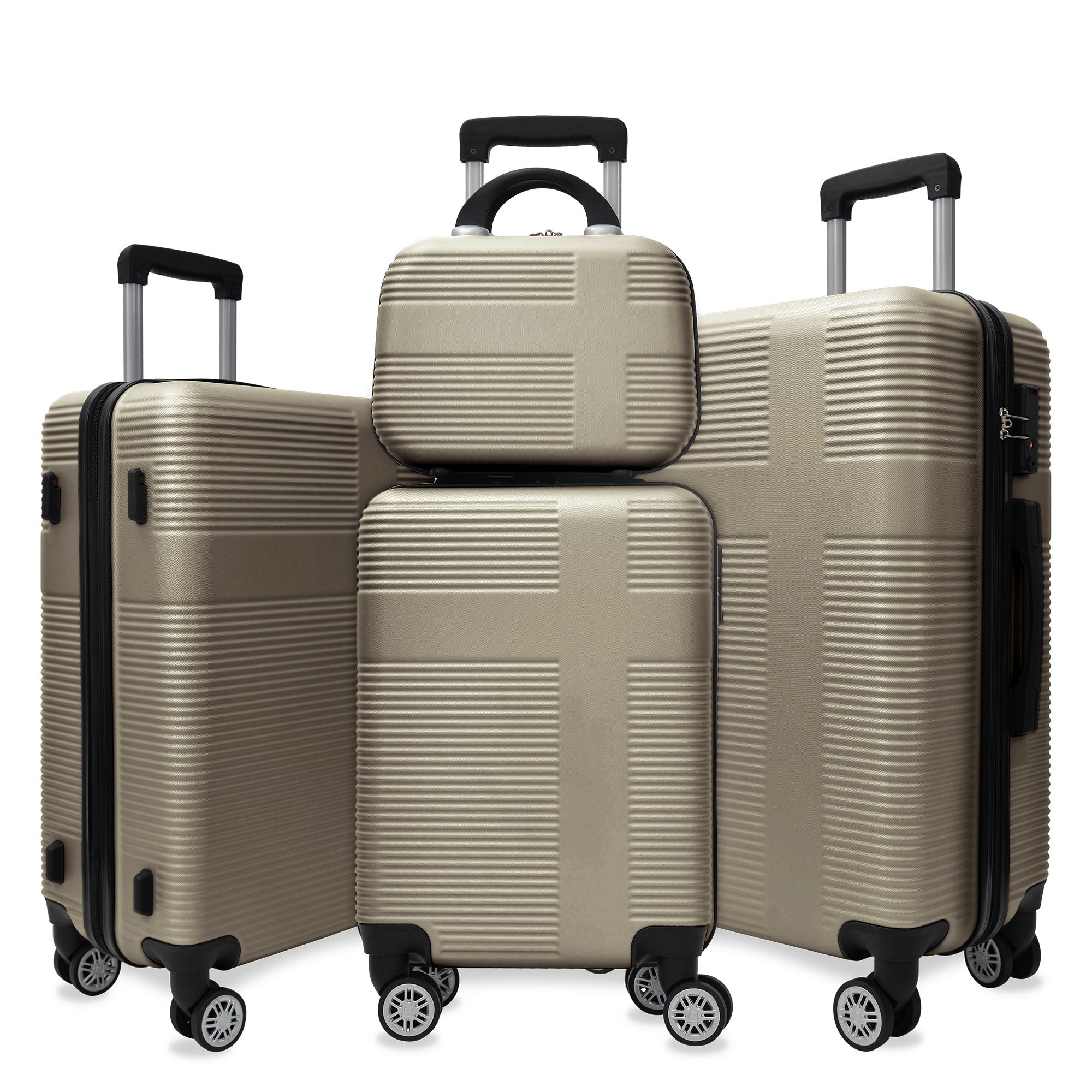 Luggage 4 Piece Set With Spinner Wheels, Hardshell Lightweight Suitcase With Tsa Lock, Checked Luggage